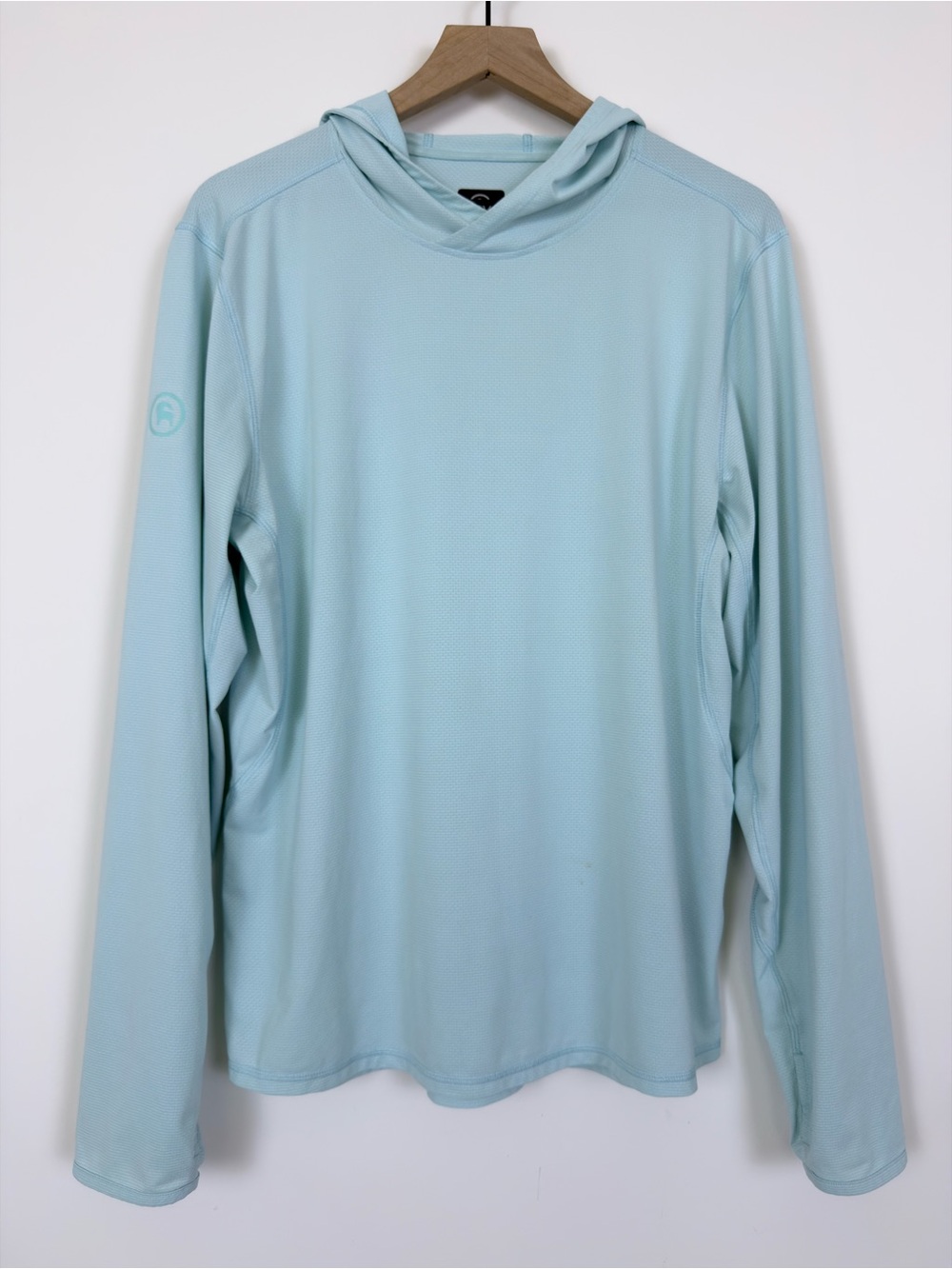 Backcountry Sun Hoodie Mens M Light Blue Performance Long Sleeve Shirt